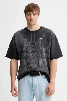 Diesel tricou din bumbac T-BOXT-T13 culoarea gri, cu imprimeu, A19314.0KIBW imagine