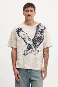 Diesel tricou din bumbac T-BOXT-T14 culoarea bej, cu model, A19317.0DLBM imagine