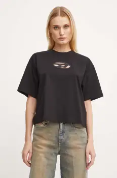 Diesel tricou din bumbac T-BUXT-CROP-OD femei, culoarea negru, A15096.0NIAX imagine