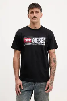 Diesel tricou din bumbac T-NORM-T6 culoarea negru, cu imprimeu, A19436.0PLAT imagine