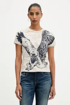 Diesel tricou din bumbac T-UNCUTIE-LONG-R1 culoarea bej, A19551.0DLBM imagine