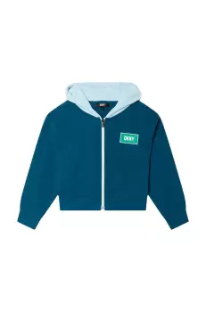 Dkny bluza copii culoarea turcoaz, cu gluga, modelator imagine