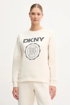 Dkny bluza culoarea bej, cu imprimeu, DP5T1340 imagine