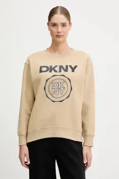 Dkny bluza culoarea bej, cu imprimeu, DP5T1340 imagine