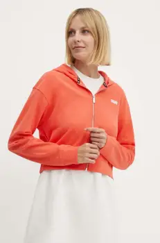 Dkny bluza femei, culoarea bej, cu gluga, neted, DP3J9279 imagine