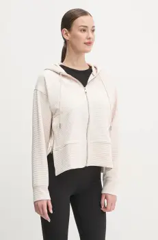 Dkny bluza femei, culoarea bej, cu gluga, neted, DP4J9312 imagine