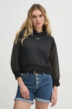 Dkny bluza femei, culoarea negru, cu gluga, cu imprimeu, P4BHSWSH imagine