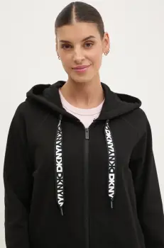 Dkny bluza femei, culoarea negru, cu gluga, neted, DP5J9510 imagine