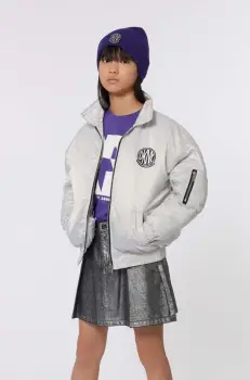 Dkny geaca bomber pentru copii culoarea gri, D60235 imagine
