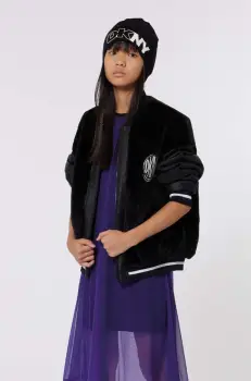 Dkny geaca bomber pentru copii culoarea negru, D60237 imagine