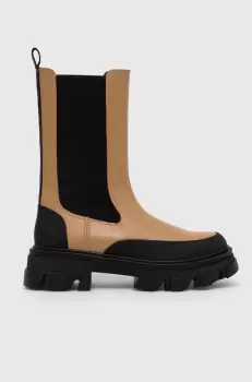 Dkny ghete chelsea de piele Jonie femei, culoarea maro, cu toc plat, K3366233 imagine