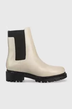 Dkny ghete chelsea de piele Rick femei, culoarea bej, cu toc plat imagine