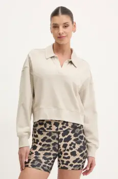 Dkny hanorac de bumbac femei, culoarea bej, neted, DP5T1243 imagine