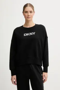 Dkny hanorac de bumbac LOGO TERRY culoarea negru, cu imprimeu, DP5T1370 imagine