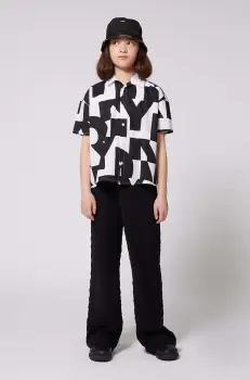 Dkny pantaloni copii culoarea negru, neted, D62276 imagine