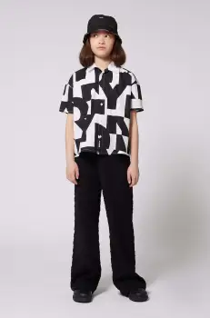 Dkny pantaloni copii culoarea negru, neted, D62276 imagine