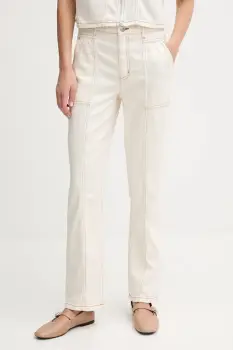 Dkny pantaloni culoarea bej, drept, high waist, P5DKXB18 imagine