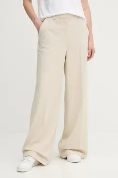 Dkny pantaloni culoarea bej, lat, high waist, UD5PS051 imagine