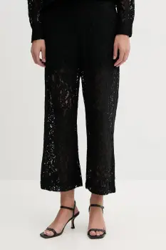 Dkny pantaloni culoarea negru, drept, high waist, DJ5P3081 imagine