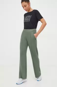 Dkny pantaloni de trening culoarea verde, neted imagine