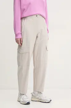 Dkny pantaloni femei, culoarea bej, fason cargo, high waist, DP5P3500 imagine