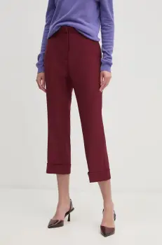 Dkny pantaloni femei, culoarea bordo, drept, high waist, D2G4A112 imagine
