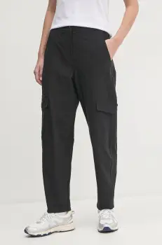 Dkny pantaloni femei, culoarea negru, fason cargo, high waist, DP5P3500 imagine