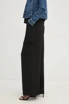 Dkny pantaloni femei, culoarea negru, fason cargo, high waist, P44KUV31 imagine