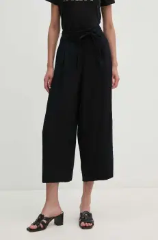 Dkny pantaloni femei, culoarea negru, lat, high waist, P4EKTX63 imagine
