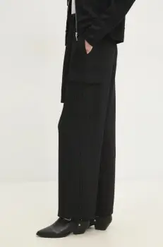 Dkny pantaloni femei, culoarea negru, lat, high waist, P4KF6ZNA imagine