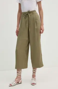 Dkny pantaloni femei, culoarea verde, lat, high waist, P4EKTX63 imagine