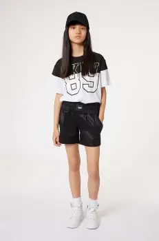 Dkny pantaloni scurti copii culoarea negru, neted imagine