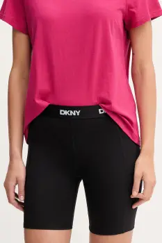 Dkny pantaloni scurti culoarea negru, uni, high waist, DP5S5239 imagine