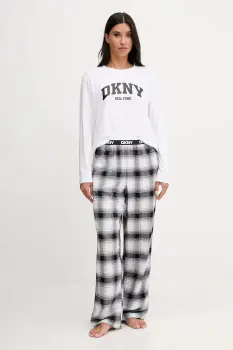 Dkny pijama din amestec de bumbac femei, culoarea alb YI80064 imagine
