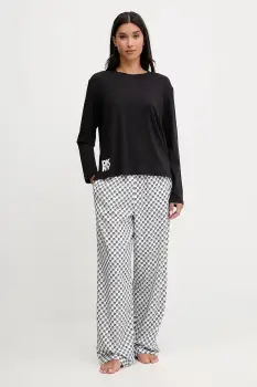 Dkny pijama din amestec de bumbac femei, culoarea negru YI80064 imagine