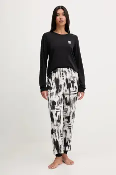 Dkny pijamale de bumbac YI90062 negru pentru femei imagine