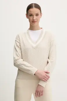 Dkny pulover de bumbac femei, culoarea bej, light, DP5R6017 imagine