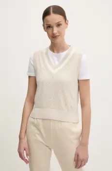 Dkny pulover de bumbac femei, culoarea bej, light, DP5R6021 imagine