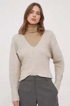 Dkny pulover femei, culoarea bej imagine