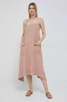Dkny rochie culoarea bej, midi, evazati imagine