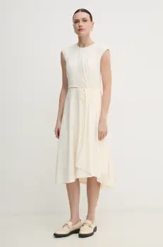 Dkny rochie culoarea bej, midi, evazati, DD4KC366 imagine