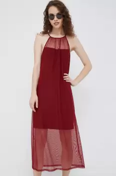 Dkny rochie culoarea bordo, maxi, drept imagine