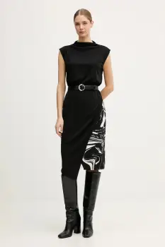 Dkny rochie culoarea negru, midi, drept, DD5J2P42 imagine