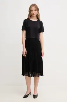 Dkny rochie culoarea negru, midi, drept, DD5K1H87 imagine