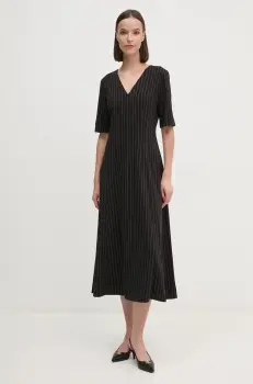 Dkny rochie culoarea negru, midi, evazati, D2G4A182 imagine