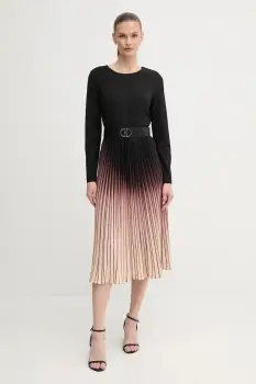 Dkny rochie culoarea negru, midi, evazati, DD4H1C24 imagine