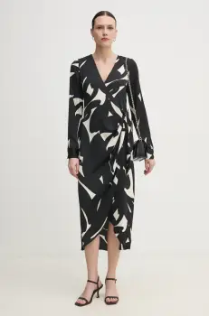 Dkny rochie culoarea negru, midi, evazati, DD4JSD34 imagine