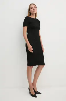 Dkny rochie culoarea negru, midi, mulata, DD4E2931 imagine