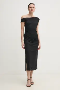 Dkny rochie culoarea negru, midi, mulata, DD5M1H45 imagine