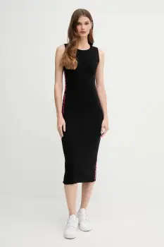 Dkny rochie culoarea negru, midi, mulata, DJ5R0752 imagine